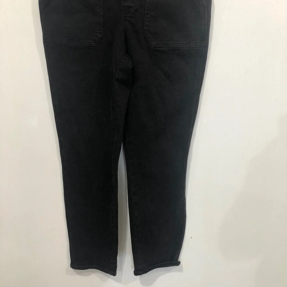 Madewell Denim Skinny Overalls Lunar Wash Black‎ M Adj Strap Pockets Zip Utility